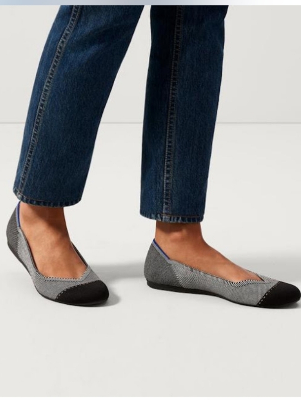 Rothy's THE FLAT Gray Mist Round Cap Toe Classic Slip-On Ballet Flats Washable 8